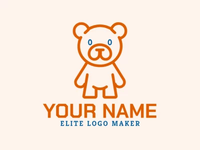 Um logotipo monoline único com um urso laranja, projetado com linhas limpas e estilo minimalista para uma identidade visual moderna e distinta.