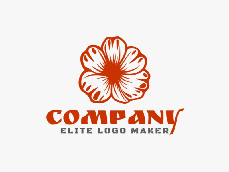 Um logotipo abstrato com uma elegante flor laranja, combinando curvas suaves e tons vibrantes para criar um design refinado e moderno.