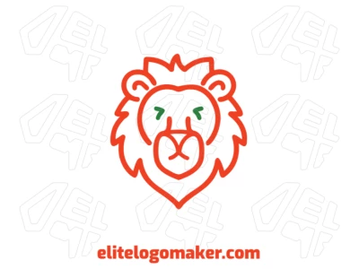 Logotipo original e simétrico com cabeça de leão laranja e design customizável.