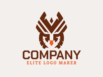 Logotipo com design criativo formando uma coruja com estilo simétrico e cores customizáveis.