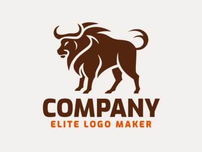 Logotipo customizável com a forma de um boi composto por um estilo abstrato e cor marrom.