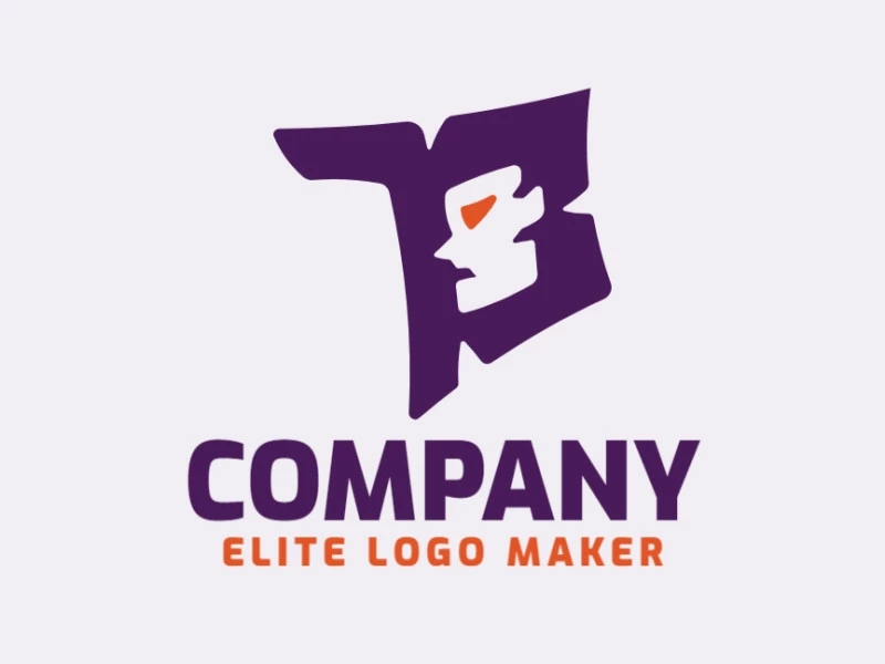 Crie um logotipo para sua empresa com a forma de uma letra "P" combinado com uma face com estilo abstrato e com as cores vermelho e roxo.