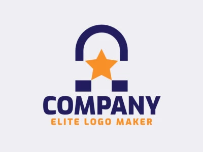 Logotipo criativo com a forma de um cadeado combinado com uma estrela, com design refinado e estilo minimalista.