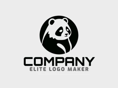 Modelo de logotipo para venda com a forma de um urso panda, a cor utilizada foi preto.