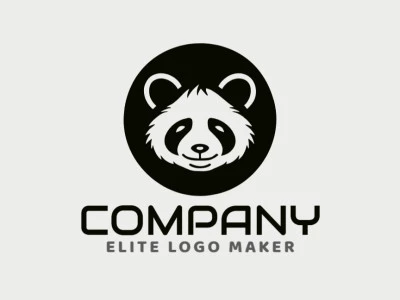 Logotipo criativo com a forma de um urso panda com design memorável e estilo simples, a cor utilizada é preto.