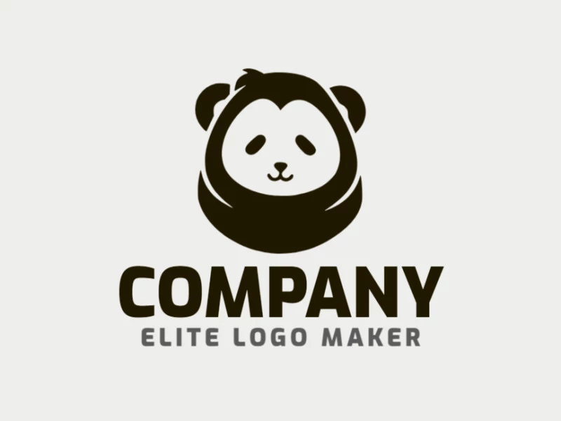 Emblema contemporâneo com um urso panda, primorosamente trabalhado com uma estética elegante e estilo minimalista.