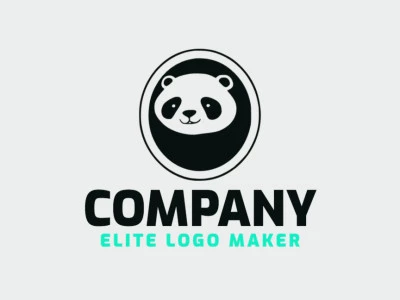 Logotipo profissional com a forma de um urso panda com estilo circular, a cor utilizada foi preto.