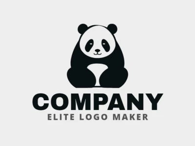 Logotipo customizável com a forma de um urso panda com design criativo e estilo pictórico.