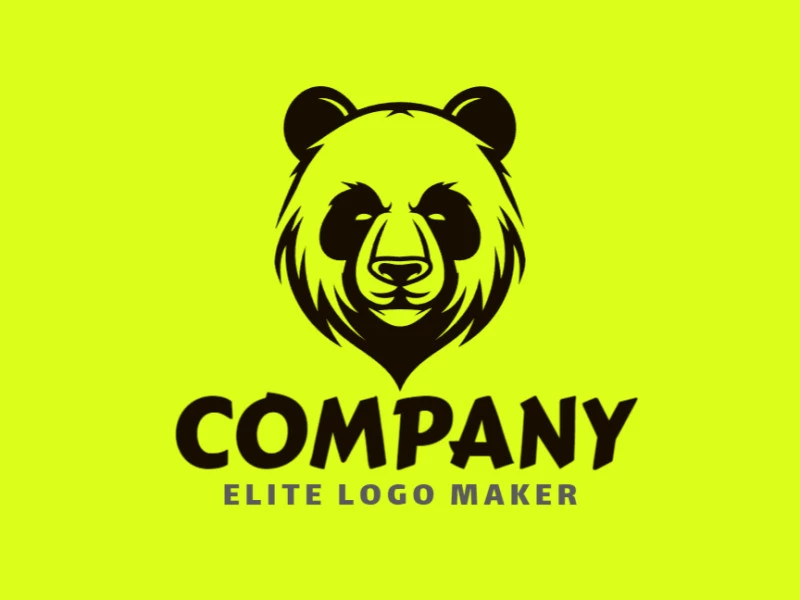 Um logo personalizável de cabeça de urso panda abstrato, projetado em preto, perfeito para uma identidade de marca chamativa e única.