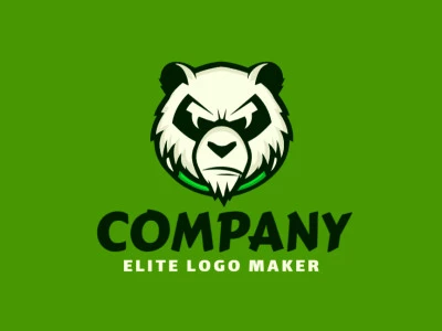 Um charmoso logo de cabeça de urso panda, incorporando o espírito de uma mascote adorável.