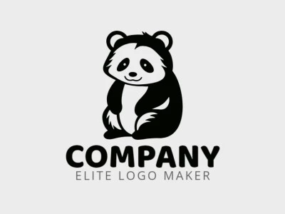 Um logotipo de mascote, exibindo um panda sentado em preto clássico, irradiando fofura e charme.