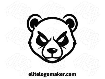 Design de logotipo profissional com a cabeça de um urso panda e um olhar bravo em estilo simples, criando uma identidade visual forte e impactante.