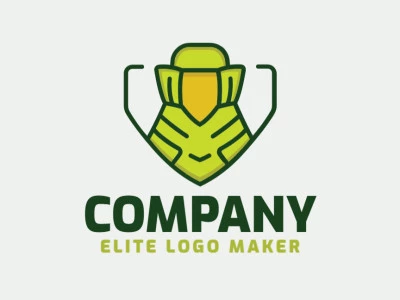 Logotipo vetorial com a forma de um periquito com estilo animal, com as cores verde e amarelo.