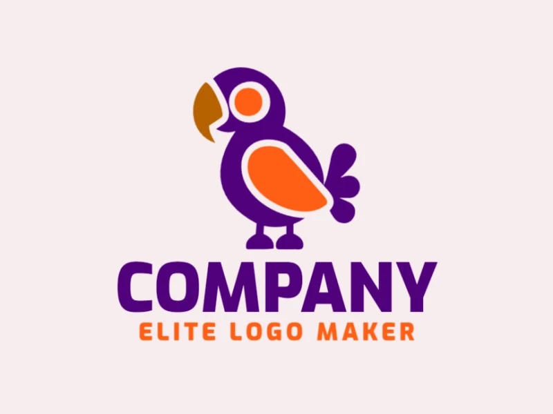 Um criador de logotipo infantil com um design original e personalizável de um periquito, perfeito para uma marca lúdica.