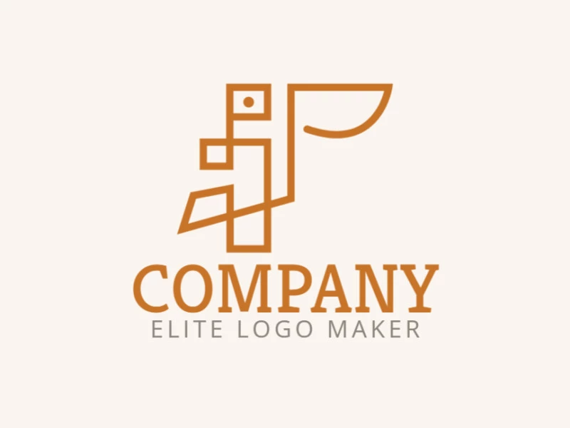 Logotipo elegante com formas abstratas formando um pelicano com design monoline e cor laranja.