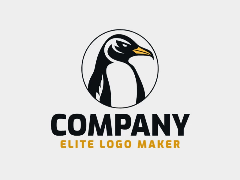 Logotipo circular com a forma de um pinguim com design criativo.