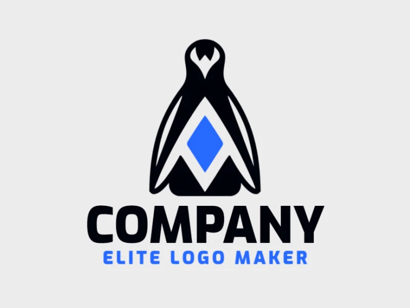 Crie seu logotipo online com a forma de um pinguim com cores customizáveis e estilo simétrico.