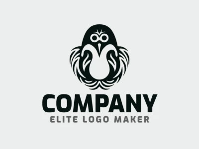 Um logotipo ilustrativo com um pinguim preto, feito com muito charme para inspirar sua marca!