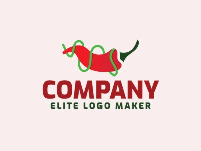 Crie seu próprio logotipo com a forma de uma pimenta com estilo abstrato e com as cores verde e vermelho.