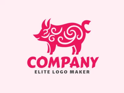 Crie seu logotipo online com a forma de um porco com cores customizáveis e estilo ornamental.