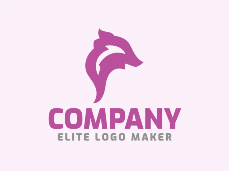 Logotipo vetorial com a forma de um porco, com estilo minimalista e cor rosa.