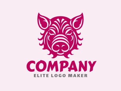 Um design de logotipo simétrico na forma de uma cabeça de porco, com as cores rosa. Perfeito para qualquer identidade visual que precise de um toque de criatividade!