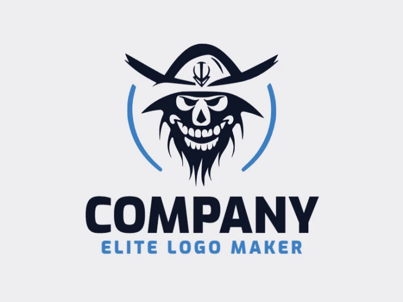 Crie um logotipo memorável para sua empresa com a forma de um pirata com estilo abstrato e design criativo.