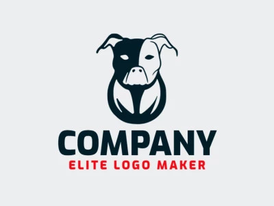 O logotipo apresenta um estilo criativo com um pit bull na cor preta. Ele retrata uma sensação de força, poder e ousadia, mantendo um design elegante e moderno.