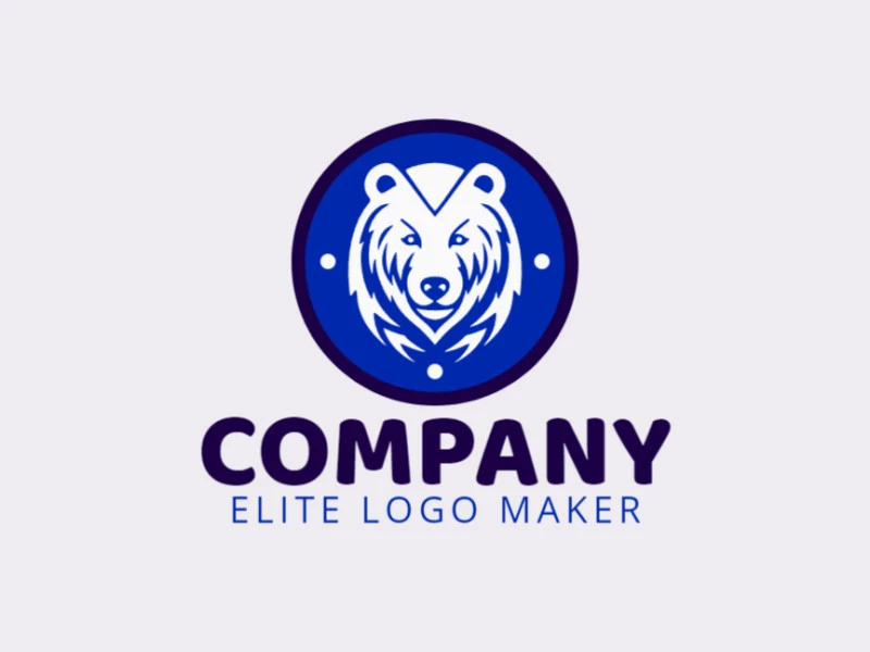 Transmitindo uma aura fria, este logo circular exibe um majestoso urso polar em tons de azul, branco e preto. Ideal para marcas que emanam resiliência e serenidade.