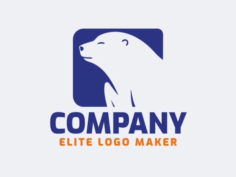 Crie seu próprio logotipo com a forma de um urso polar com estilo minimalista e cor azul.