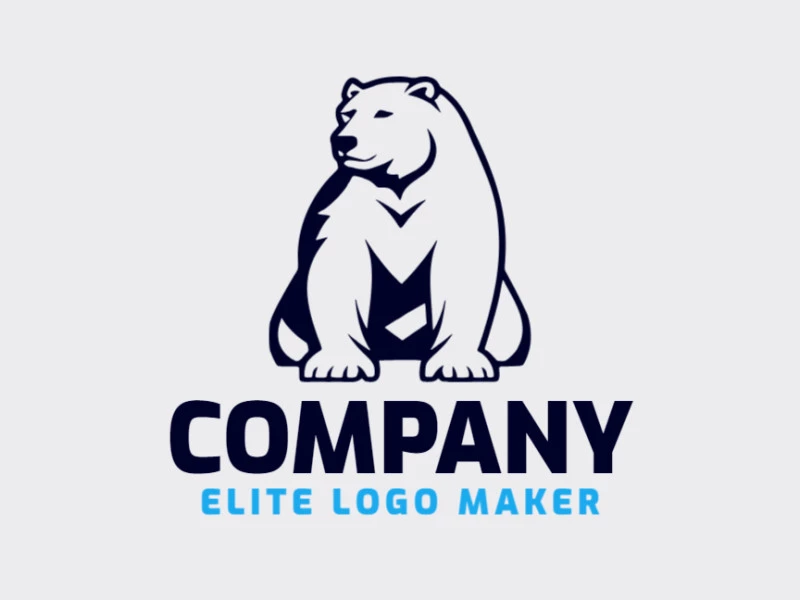 Crie seu próprio logotipo com a forma de um urso polar com estilo espaço negativo e com a cor preto.