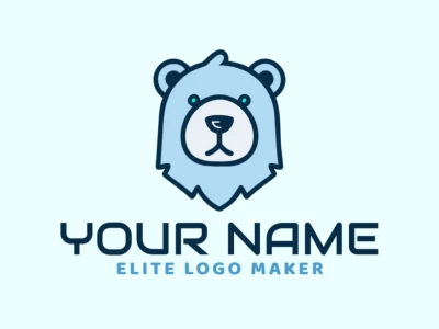 Logotipo chamativo e criativo com uma cabeça de urso polar em azul, projetado para se destacar com linhas marcantes e uma aparência impressionante.