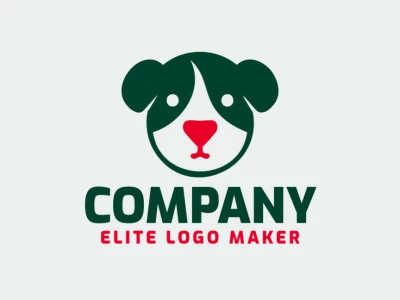 Um logotipo encantador e simples apresentando um filhote, com uma adorável combinação de tons de verde e vermelho.