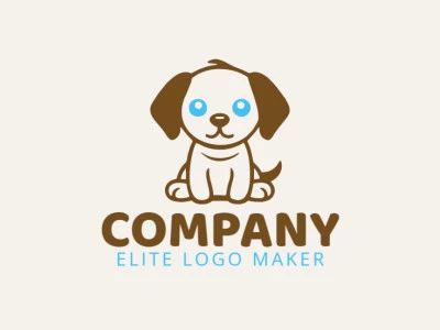 Modelo de logotipo para venda com a forma de um cachorrinho, as cores utilizadas foi azul e marrom.