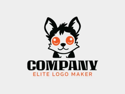 Um design de logotipo divertido, retratando um cachorrinho fofo nas cores laranja e preto. O estilo é divertido e infantil.