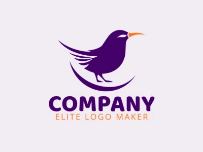 Crie seu logotipo online com a forma de um pássaro roxo com cores customizáveis e estilo simples.