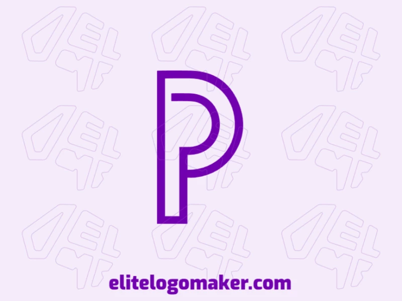 Um modelo de logotipo elegante com a letra inicial 'P' em roxo, projetado com linhas modernas e uma estética ousada e estilosa.