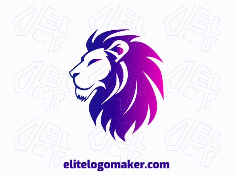 Logotipo de leão roxo com estilo magnífico e efeito gradiente, oferecendo um design excelente e moderno que se destaca com elegância e força.