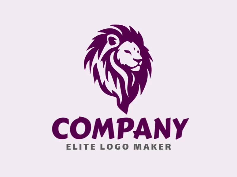 Logotipo ideal para diferentes negócios com a forma de um leão roxo com estilo mascote.