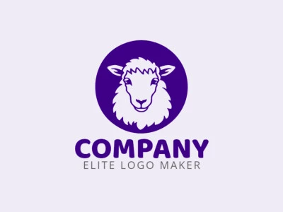 Logotipo criativo com a forma de uma ovelha roxa com design memorável e estilo ilustrativo, a cor utilizada é roxo.