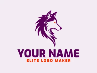 Um logotipo de mascote de lobo roxo projetado para gerar impacto, criado com um quick logo maker para uma identidade ousada e memorável.