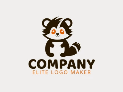 Logotipo mascote com formas sólidas formando um guaxinim com design refinado e com as cores preto e laranja escuro.