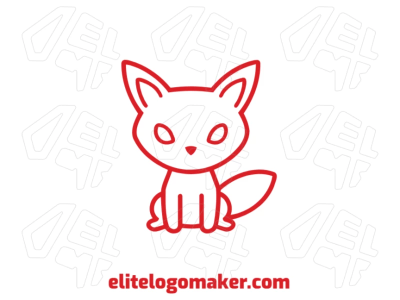 Design de logotipo simples com raposa vermelha em estilo monoline, unindo elegância e clareza para uma marca limpa e moderna.