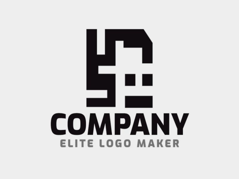 Logotipo disponível para venda com a forma de um robô, com design abstrato e cor preto.