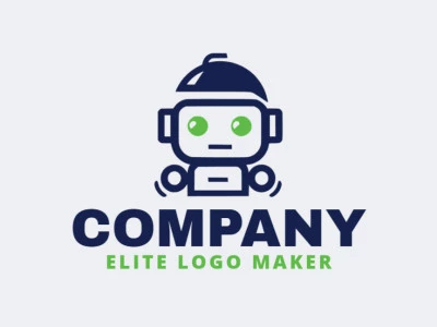 Logotipo customizável com a forma de um robô com design criativo e estilo minimalista.