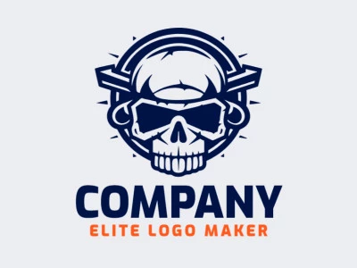 Logotipo ideal para diferentes negócios com a forma de uma caveira com estilo simétrico.