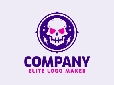 Crie seu logotipo online com a forma de uma caveira com cores customizáveis e estilo ilustrativo.