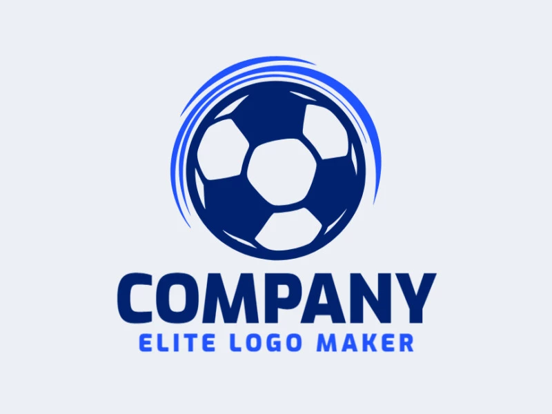 Logotipo limpo e simples com formato de uma bola de futebol em tons de azul e azul escuro.