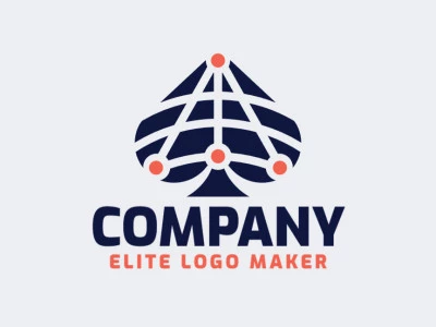 Logotipo vetorial com a forma de um naipe de espadas combinado com uma conexão, com estilo abstrato.