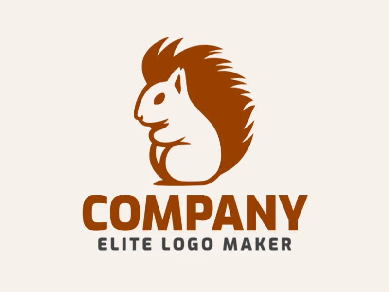 Crie seu próprio logotipo com a forma de um esquilo com estilo animal e com a cor marrom.